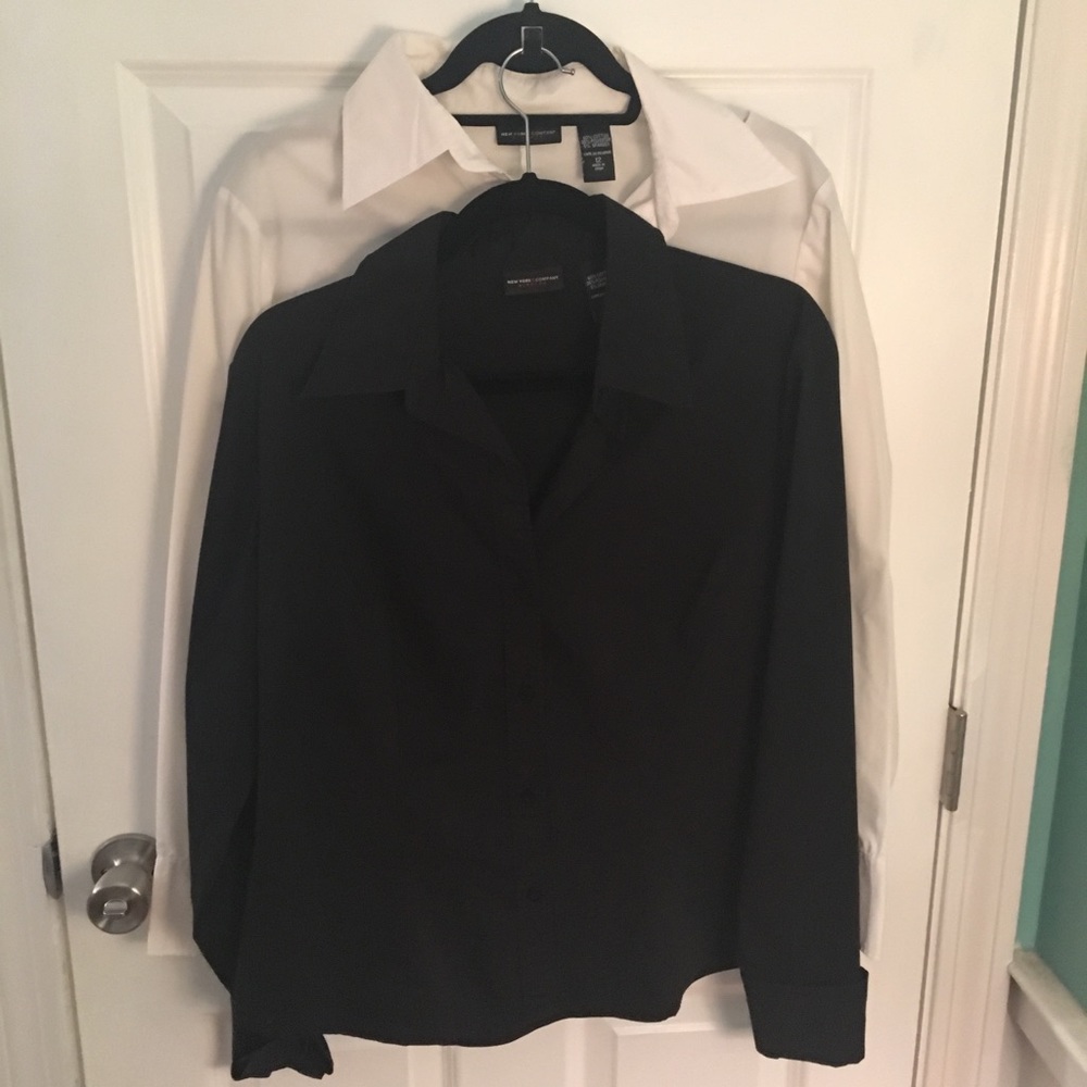 NY and Co button down blouse bundle- black& white